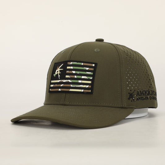 Performance antler flag snapback